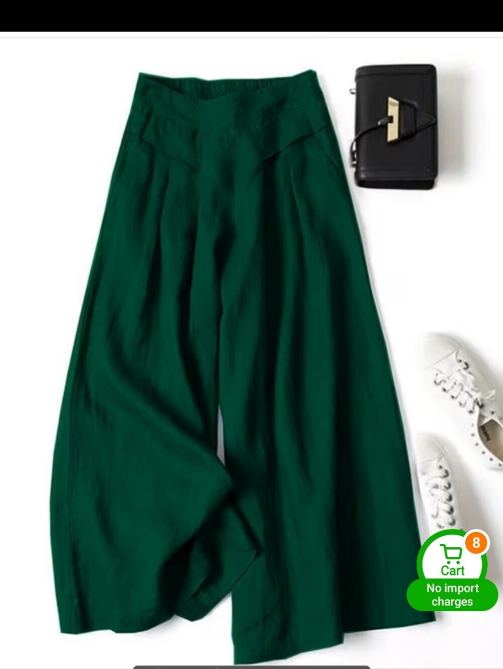 Dark Green Wide Leg Palazzo Pants